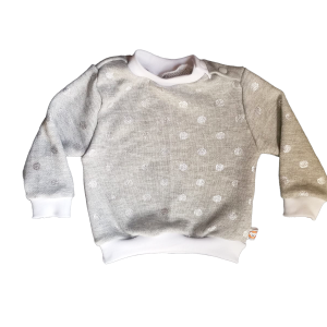 sweat pois argenté bord côte blanc